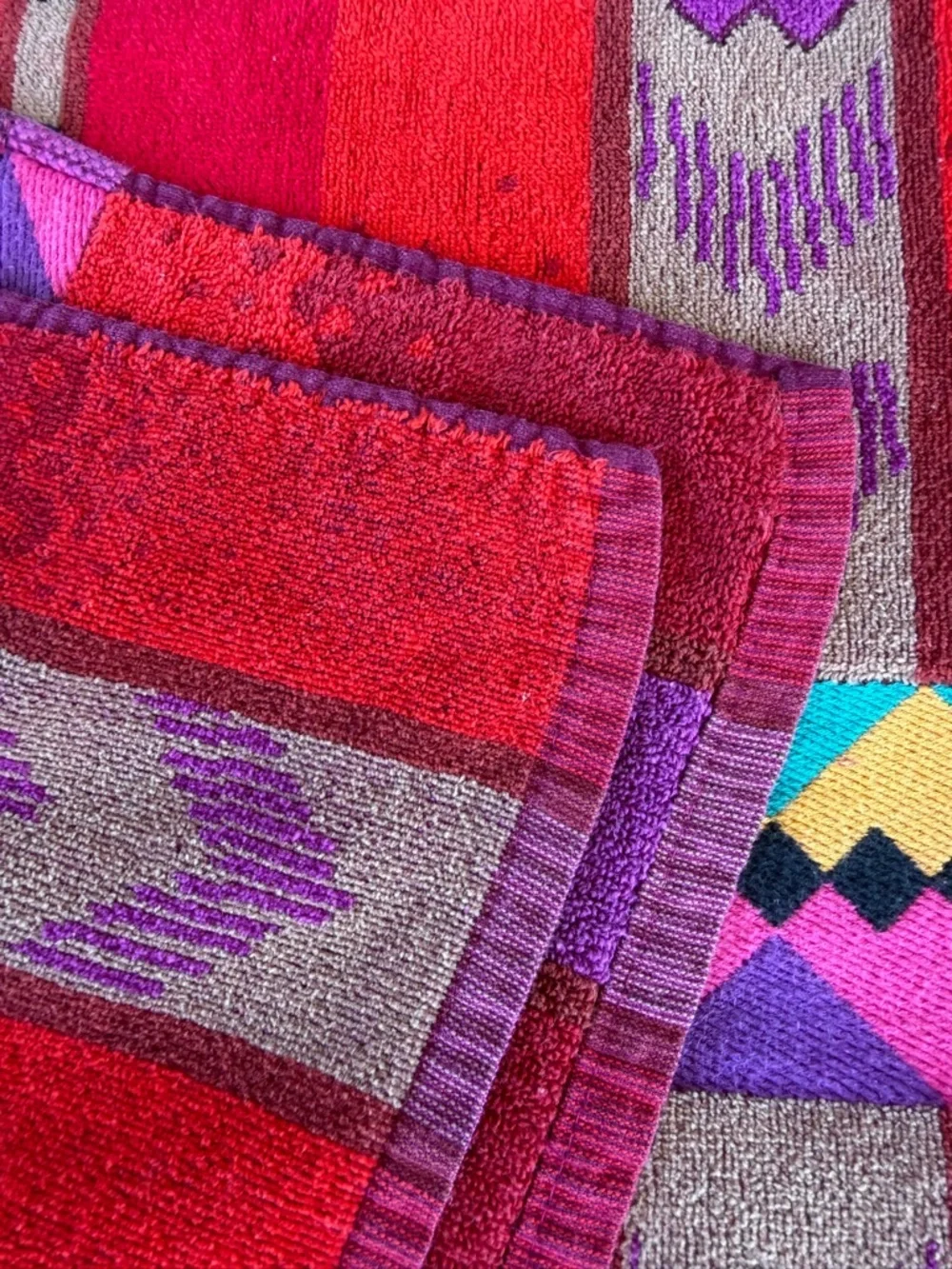 VTG Royal Terry Geometric Southwestern Large Beach Towel Colorful Brazil 34x67